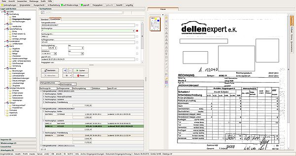 DMS Screenshot Rechnungsarchivierung und Workflow