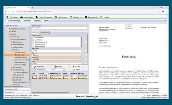 Screenshot btfarm-Archiv Enterprise 3.6.1