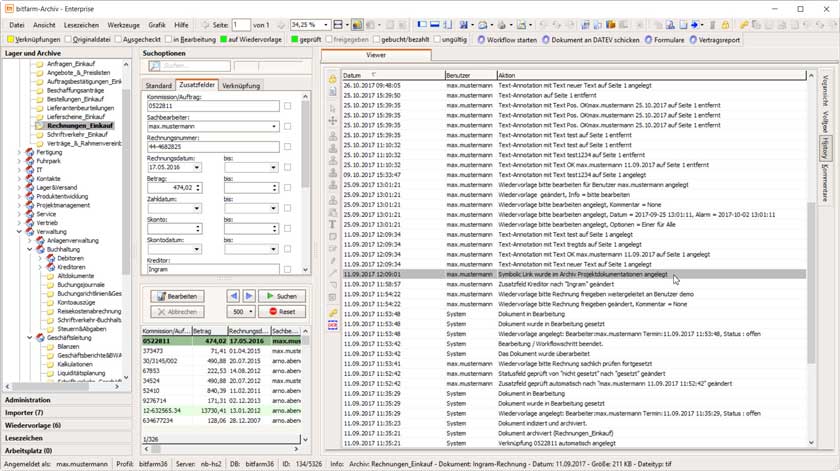 Dokumentenmanagement Screenshot Dokumentenhistorie