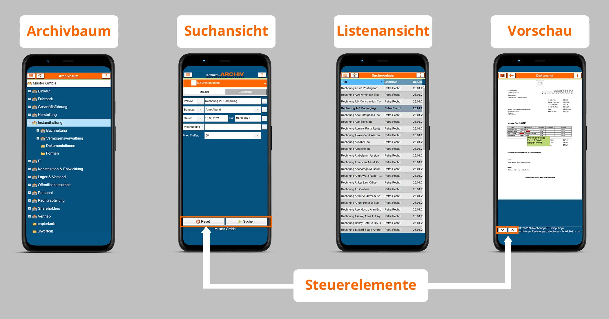 Screenshots dokumentenmanagement-app