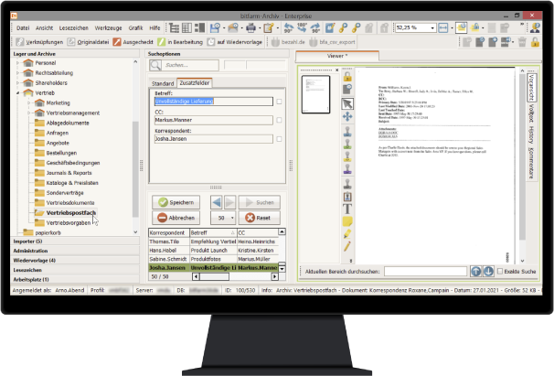 DMS Screenshot E-Mails archivieren