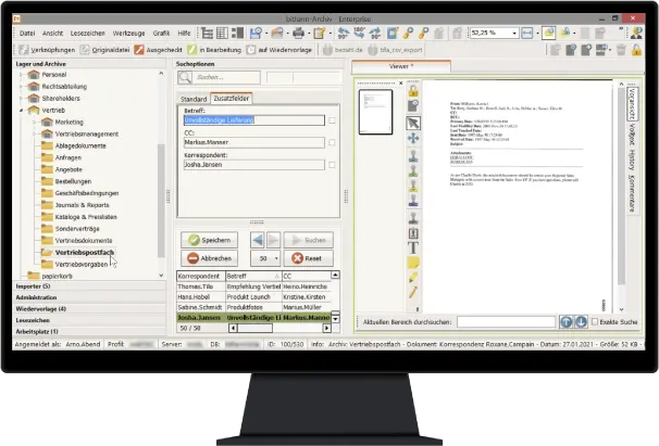 DMS Screenshot E-Mails archivieren