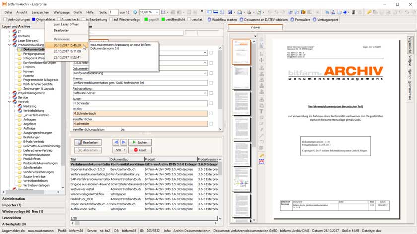 ECM Screenshot Versionierung