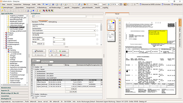 DMS Screenshot Rechnungsarchivierung und Workflow