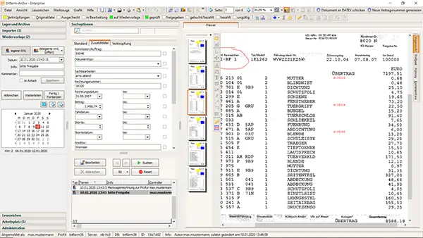 Screenshot Rechnungseingang bitfarm Archiv